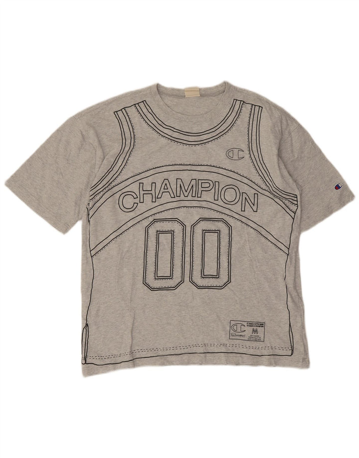 Champion Herre Grafisk T-Shirt Top Stor Grå Bomuld