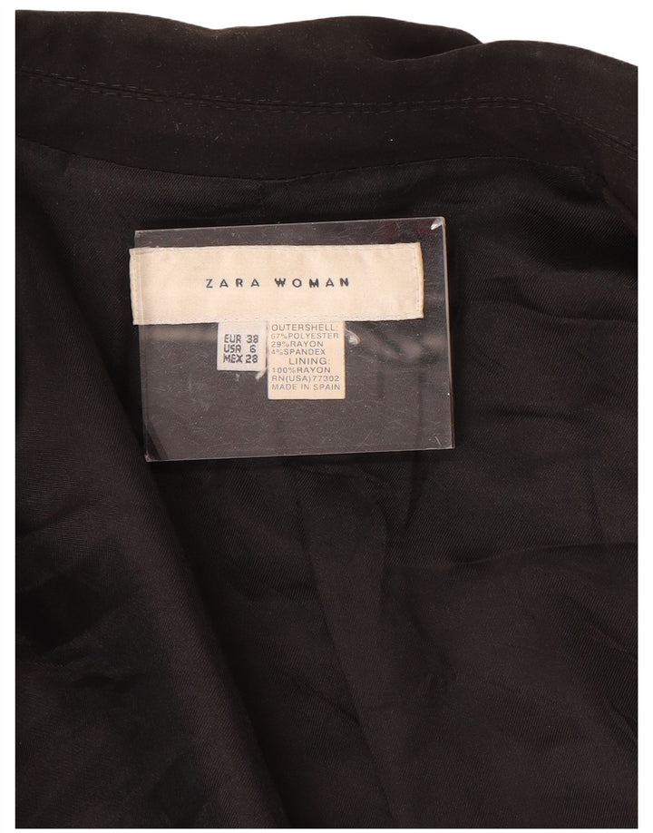 Zara Dame 1-knaps blazerjakke EU 38 Lille sort polyester