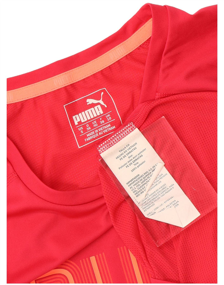 Puma Graphic T-Shirt Top UK 10 Lille rød polyester