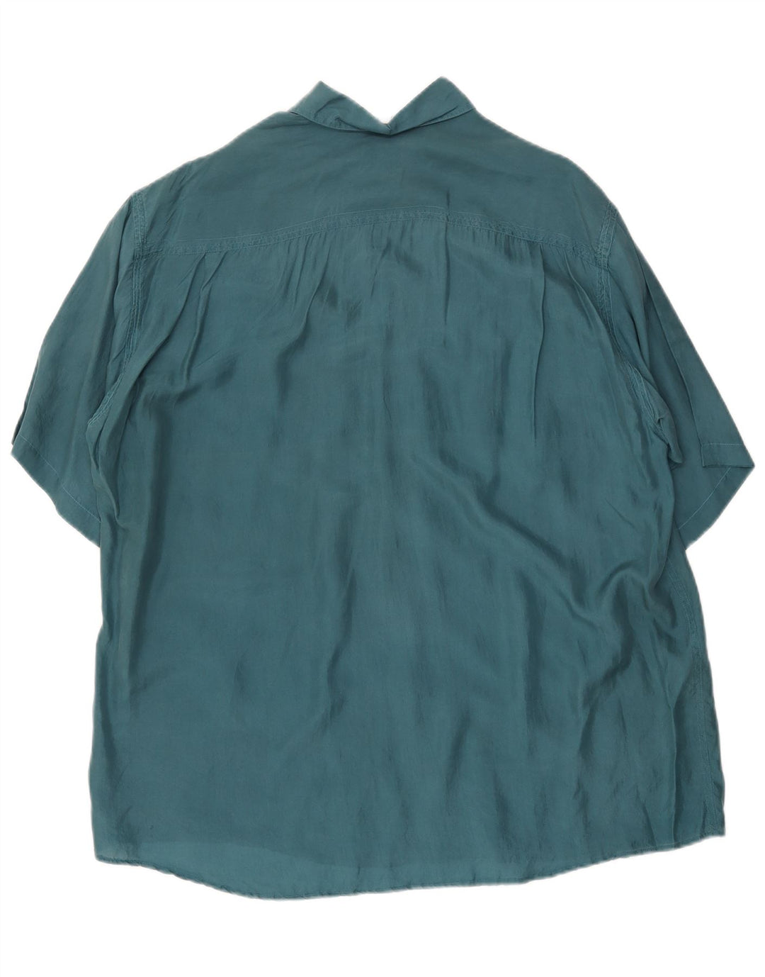 VINTAGE kortærmet herreskjorte med løs pasform mellemgrøn silke