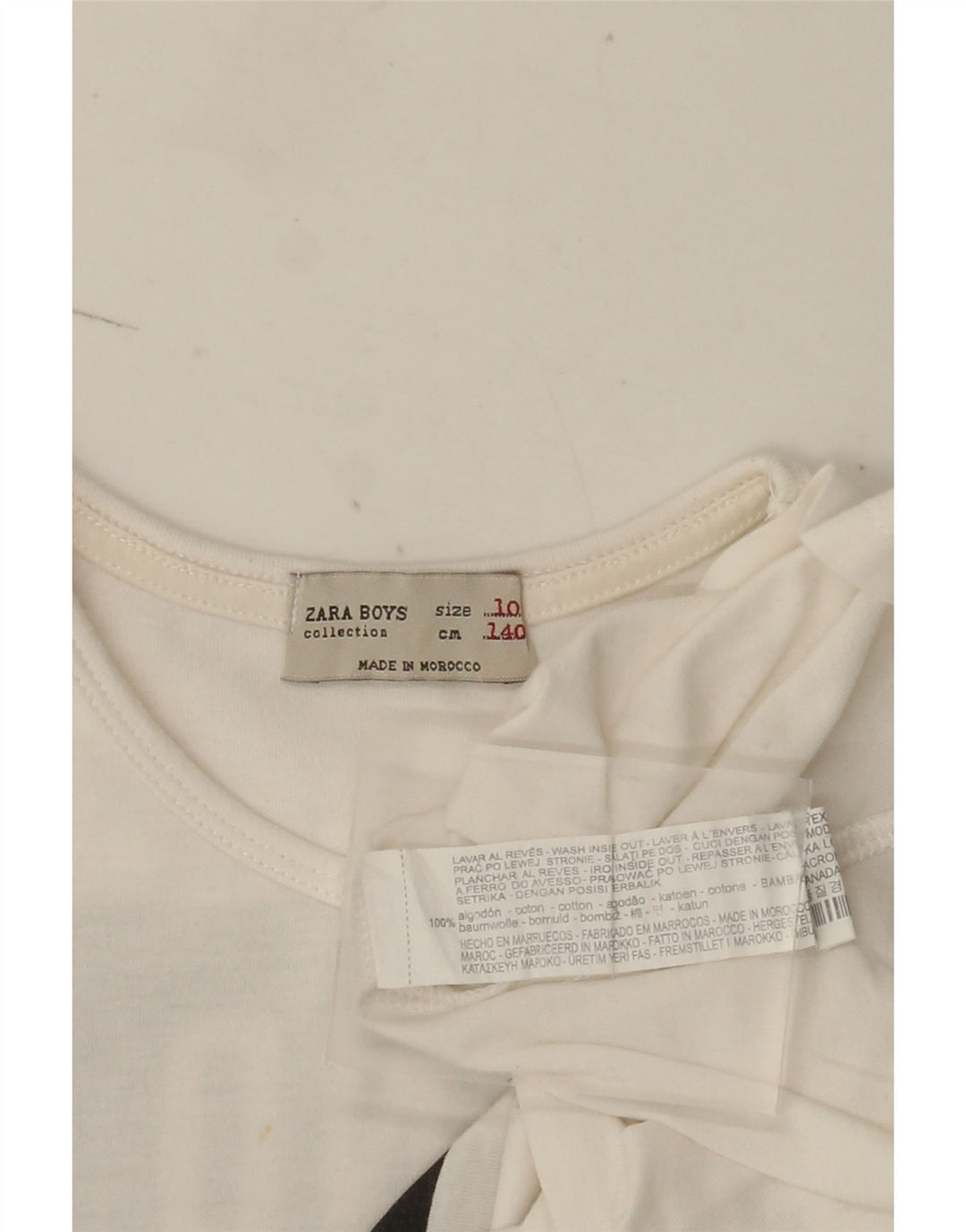 Zara Boys Grafisk Top Langærmet 9-10 År Hvid Colourblock Bomuld