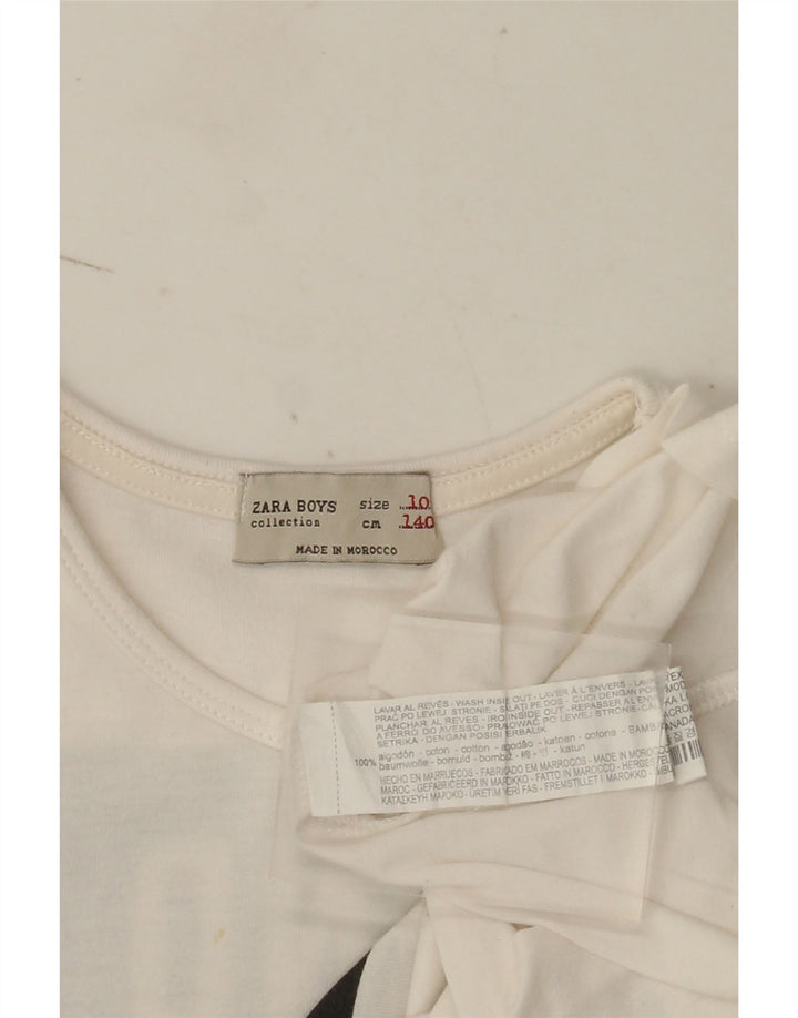 Zara Boys Grafisk Top Langærmet 9-10 År Hvid Colourblock Bomuld