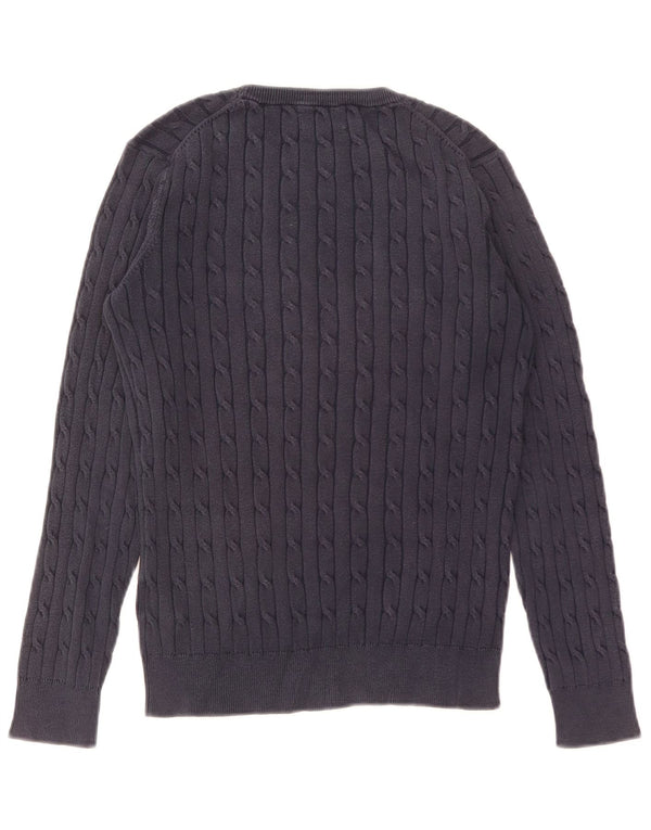 Gant Dame Crew Neck Jumper Sweater UK 14 Large Navy Blue Bomuld