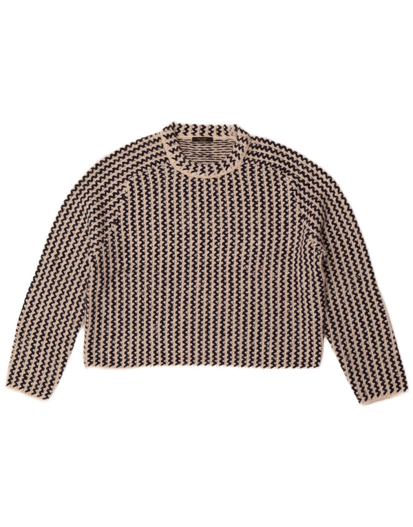 Massimo Dutti Dame Crop Crew Neck Jumper Sweater UK 10 Small Off White