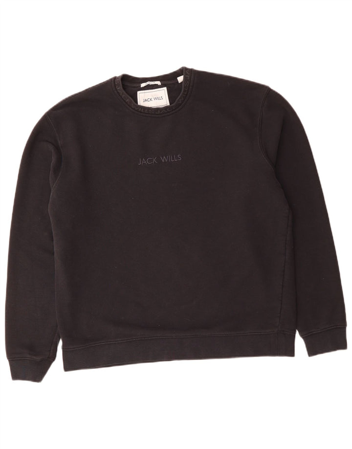 JACK WILLS Herre Relaxed Fit Sweatshirt Jumper Medium Sort Bomuld
