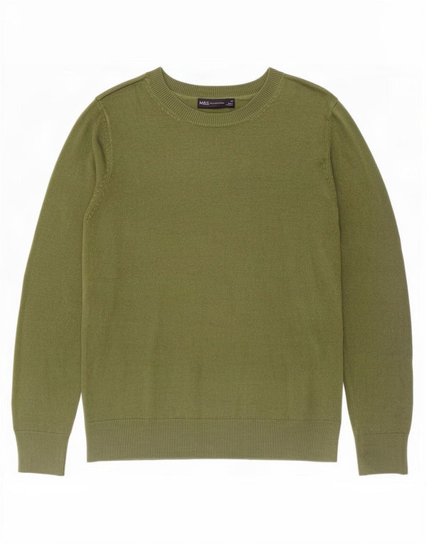Marks & Spencer Dame sweater med rund hals DK 12 Medium Grøn Akryl