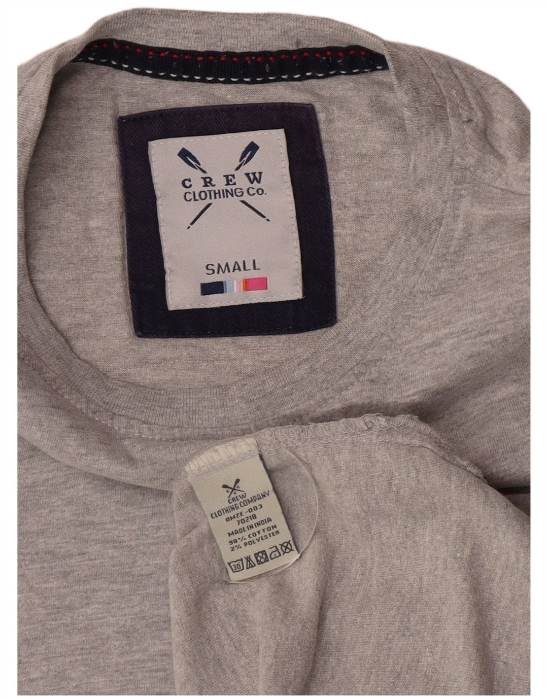 Crew Clothing Herre T-Shirt Top Lille Grå Bomuld