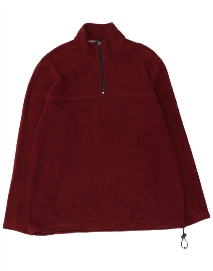 Eddie Bauer herre lynlås hals fleece jumper stor rødbrun polyester