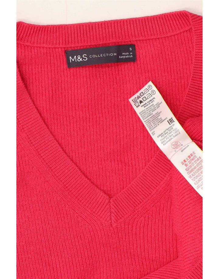 Marks & Spencer Dame Oversized V-hals sweater UK 10 Small Pink