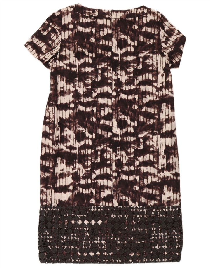 Max Mara Kvinder Abstrakt Mønster Skift Kjole UK 12 Medium Burgundy