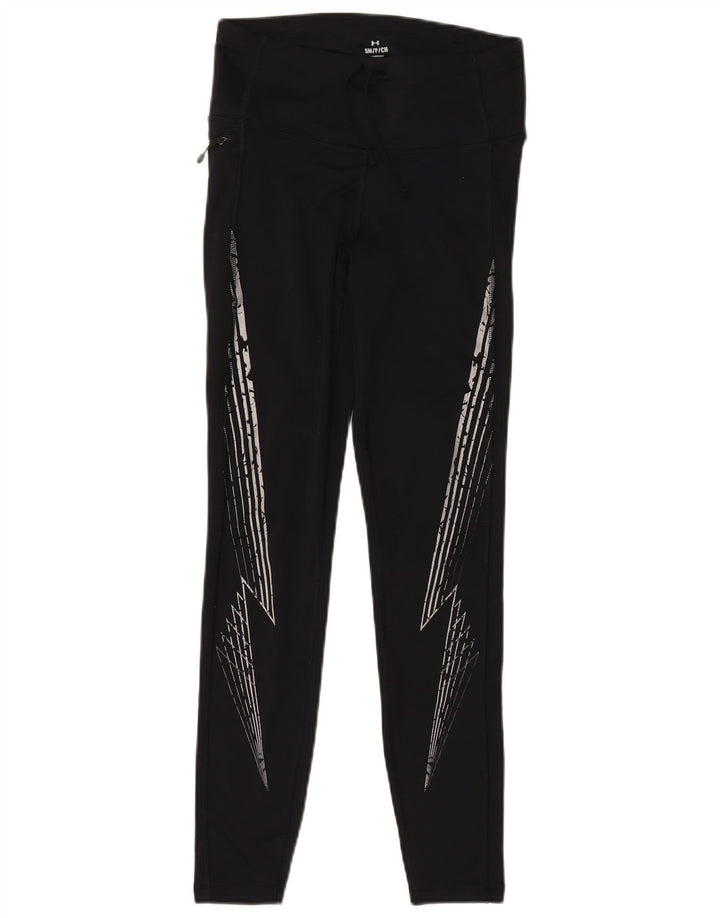 UNDER ARMOUR Dame Leggings UK 10 Lille sort geometrisk polyamid