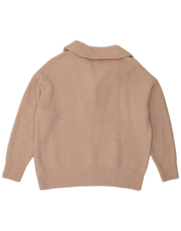 Fat Face Dame Polo Neck Jumper Sweater UK 18 XL Pink Akryl