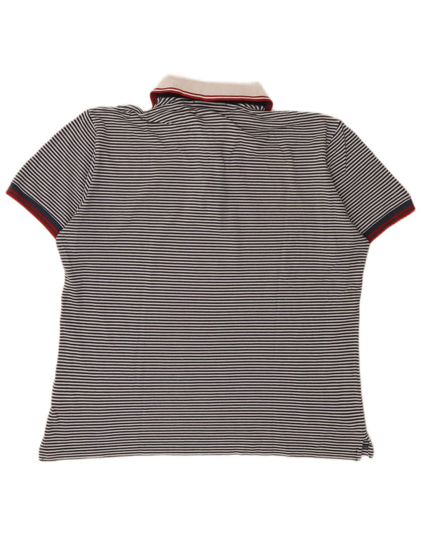 Fred Perry herre poloshirt XL marineblå nålestribet bomuld