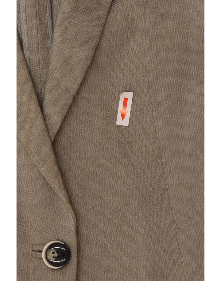 Massimo Dutti Dame 1 Knap Blazer Jakke EU 38 Small Beige Linen