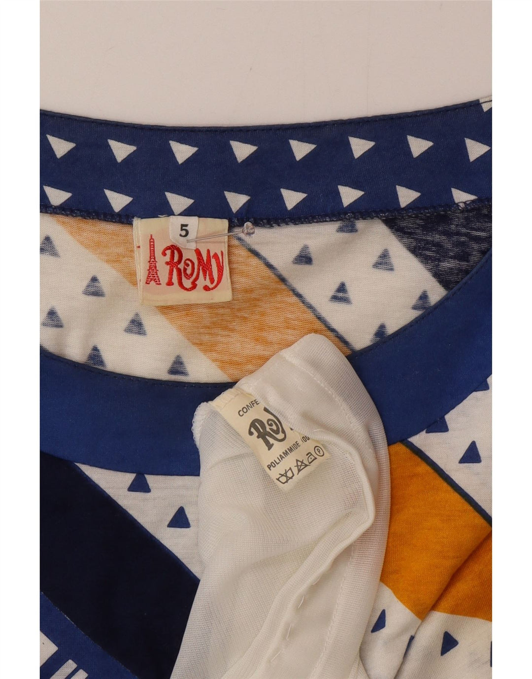 Romy Dame T-Shirt Kjole UK 18 XL Blå Geometrisk Polyamid