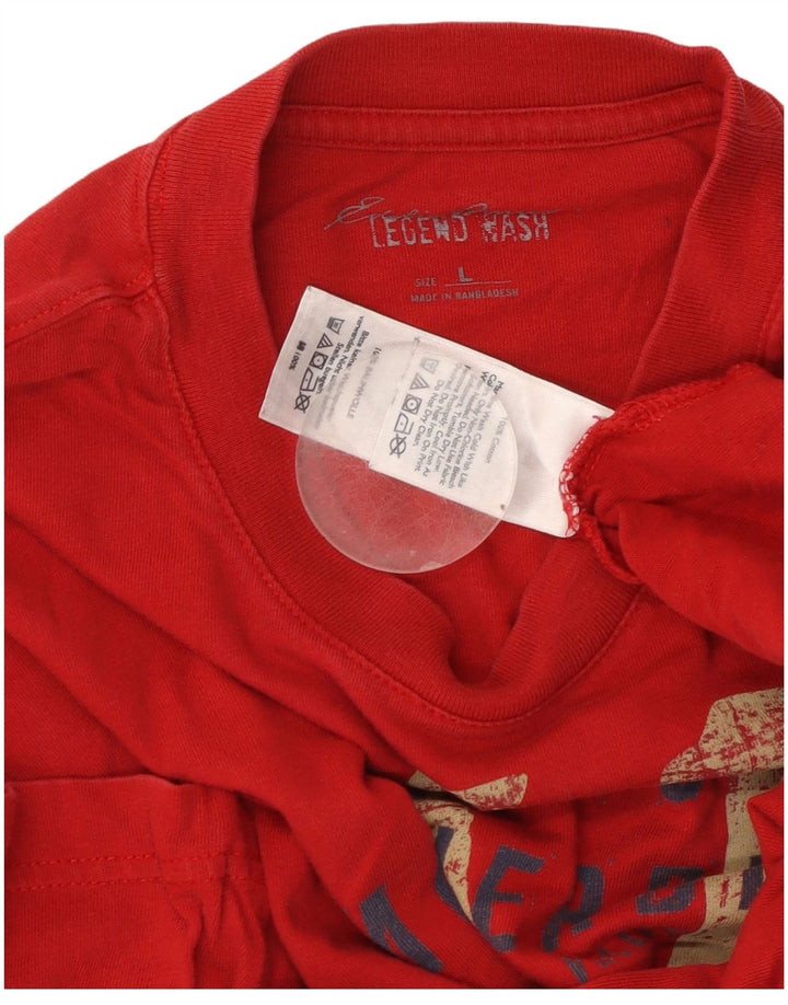 EDDIE BAUER Herre grafisk T-shirt Top Stor rød bomuld
