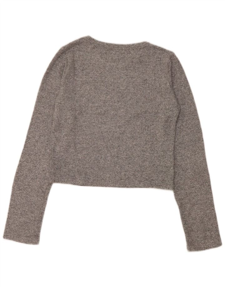 Zara Dame Crop Top Langærmet UK 14 Stor Grå