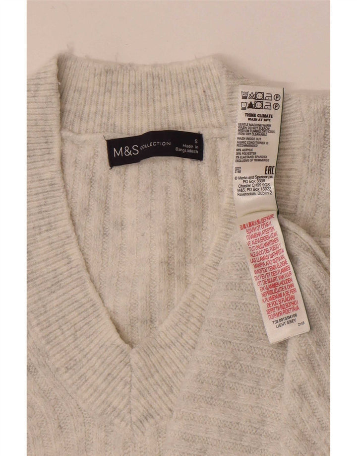 Marks & Spencer Dame Oversized Vest Tank Top UK 10 Small Grå Akryl