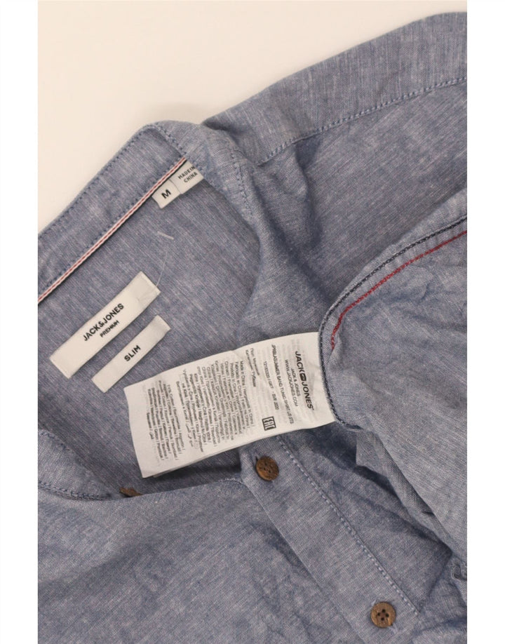 Jack & Jones Herre Slim Fit Pullover Shirt Medium Blue Flecked Bomuld