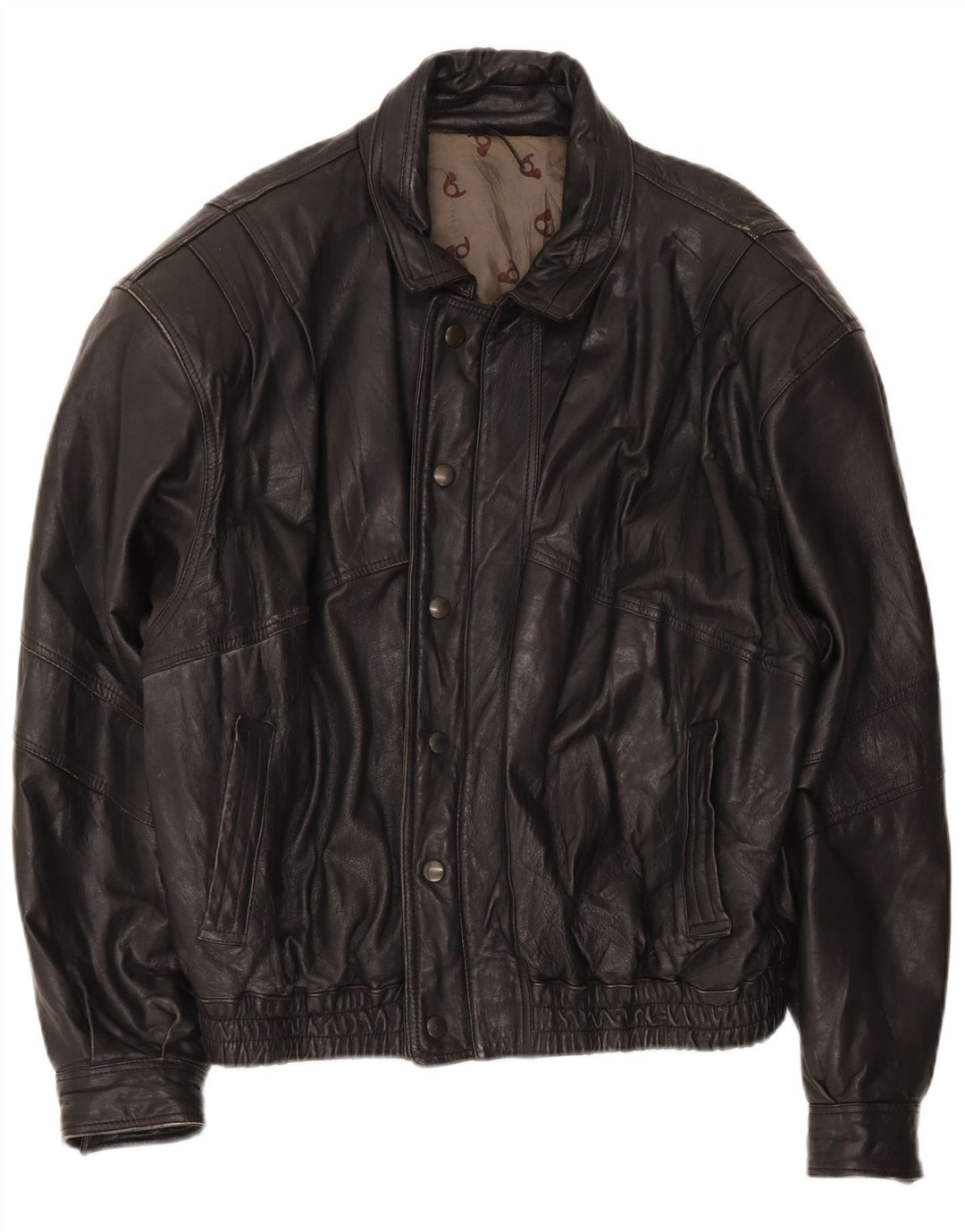 Vintage Herre Bomber Læderjakke IT 52 XL Sort
