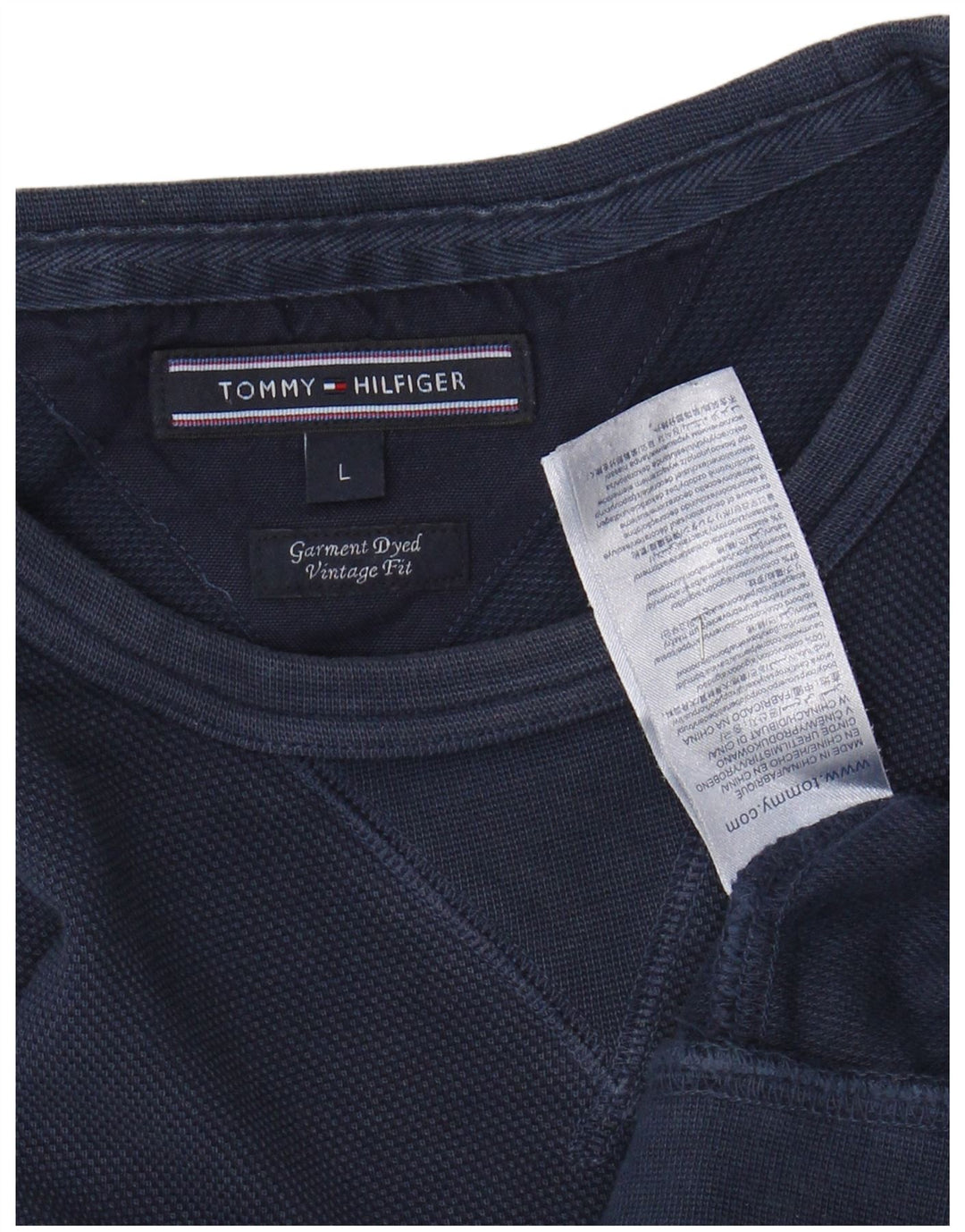 TOMMY HILFIGER Herre Vintage Fit Sweatshirt Jumper Stor marineblå bomuld