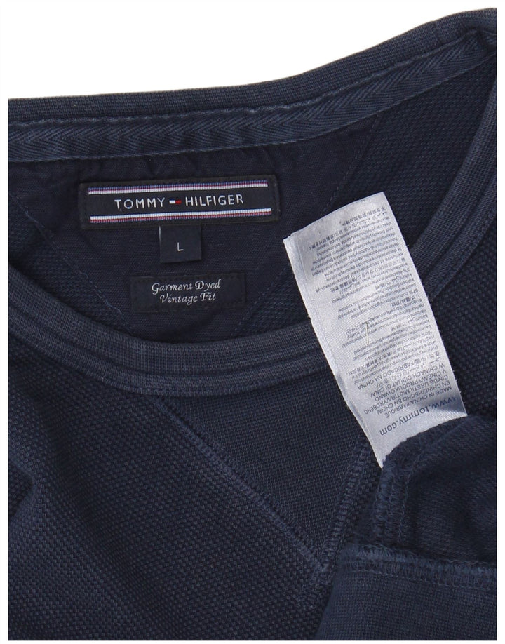 TOMMY HILFIGER Herre Vintage Fit Sweatshirt Jumper Stor marineblå bomuld