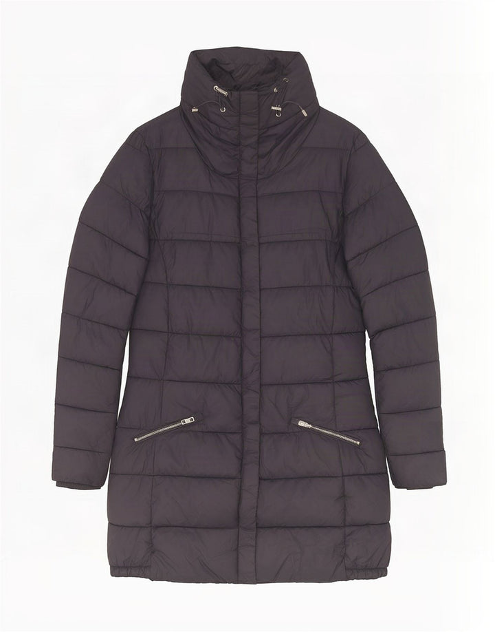 Massimo Dutti Dame Polstret Frakke UK 10 Small Navy Blue Polyester