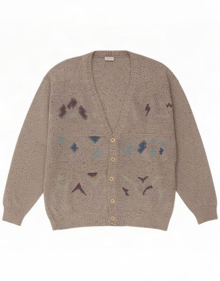 Ny Fast Herre Cardigan Sweater Stor Grå Bomuld