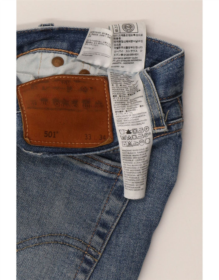 LEVI'S Herre 501 Straight Jeans W33 L34 Blå Bomuld