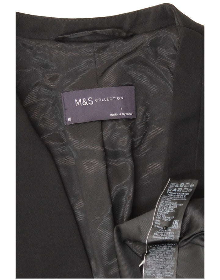 Marks & Spencer Dame 1 Knap Blazer Jacket UK 18 XL Sort Polyester