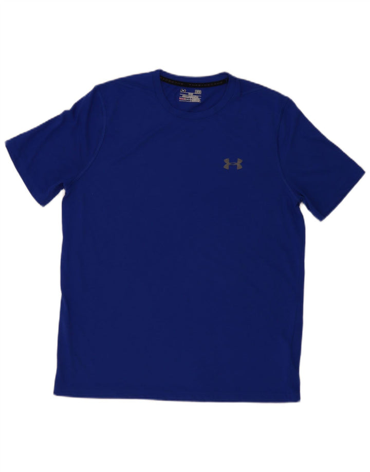 Under Armour Herre Heat Gear T-Shirt Top Stor Blå Polyester