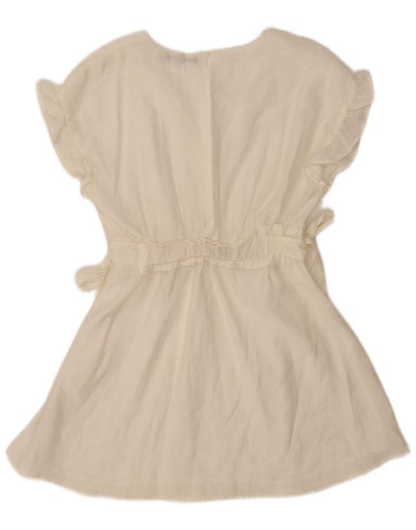 Zara Dame A-Line Kjole UK 12 Medium Off White Lyocell