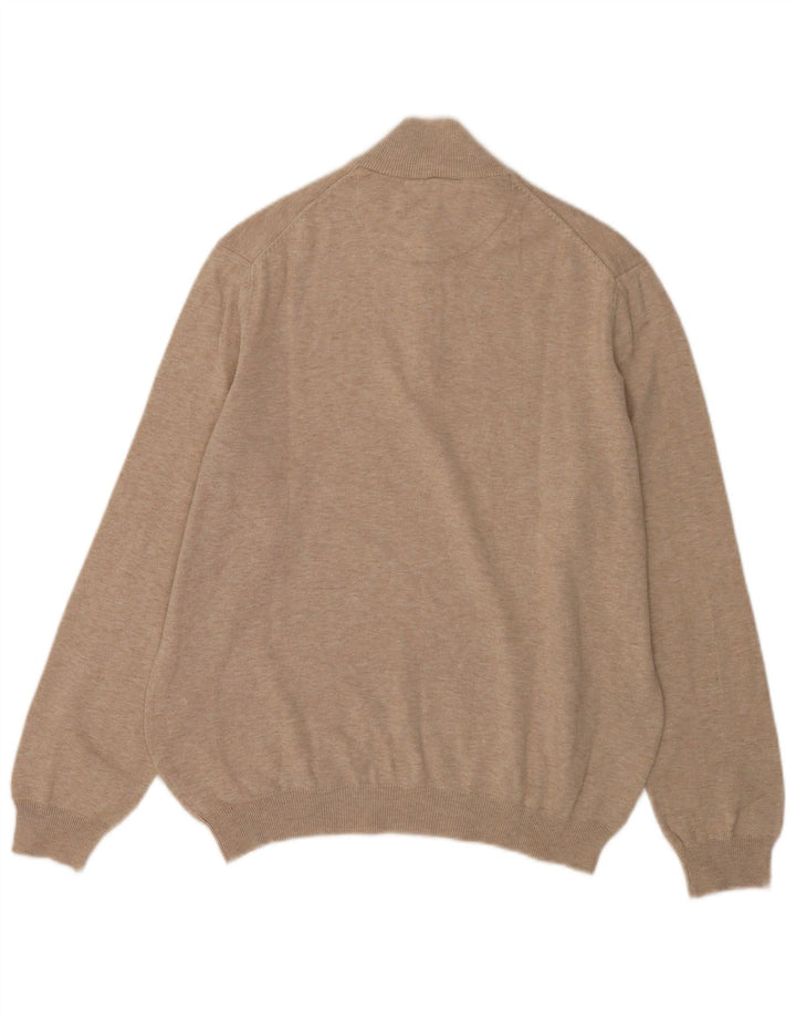 Massimo Dutti Herre Zip Neck Jumper Sweater Stor Grå Bomuld