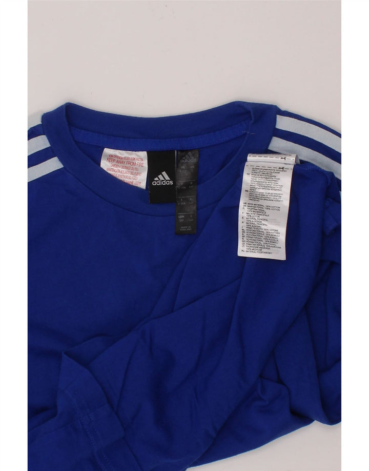 ADIDAS Boys T-Shirt Top 9-10 Years Blue Cotton Vintage Adidas and Second-Hand Adidas from Messina Hembry 