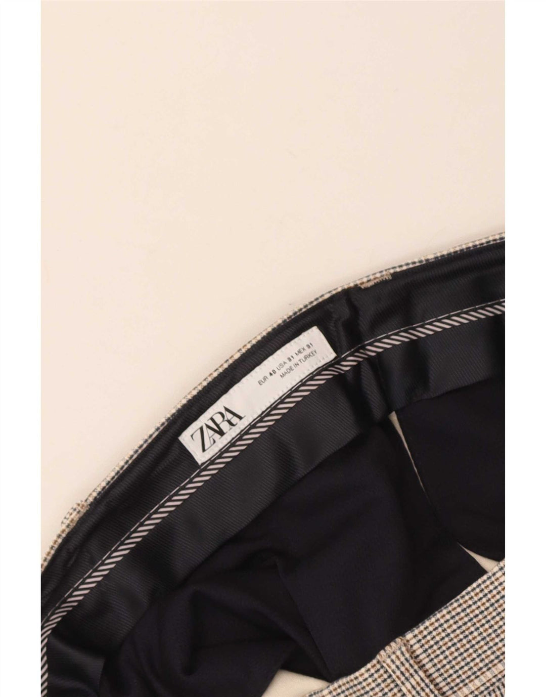 Zara Herre Slim Suit Bukser EU 40 Medium W31 L27 Grå ternet