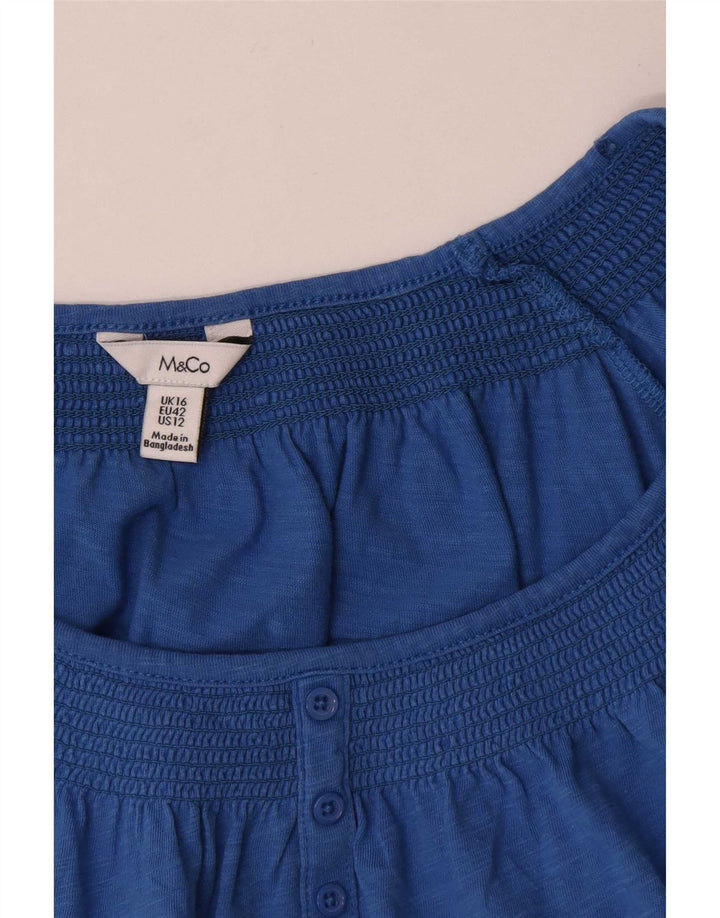 M&Co Damebluse Top UK 16 Stor Blå Bomuld