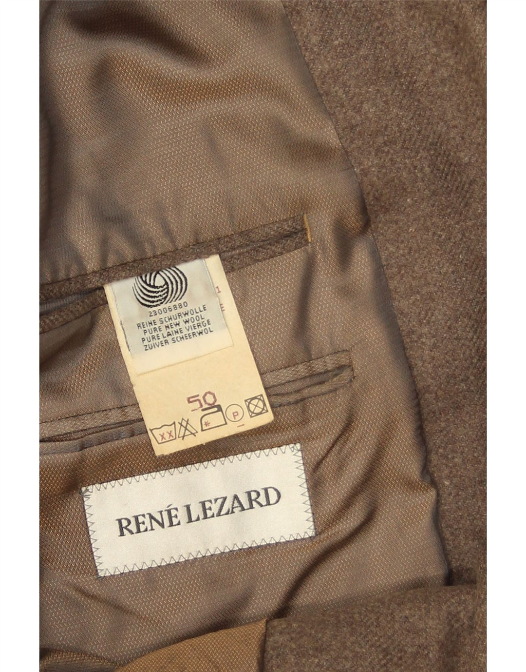 Rene Lezard Herre 2-knaps blazerjakke EU 50 Large Brown New Wool