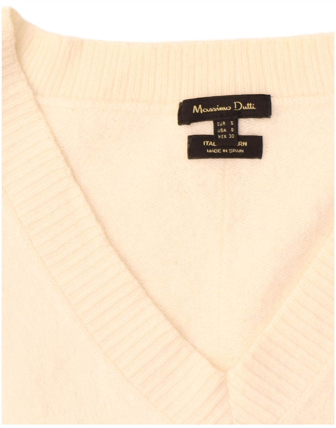 Massimo Dutti Dame Oversized V-hals sweater UK 10 Small Off White