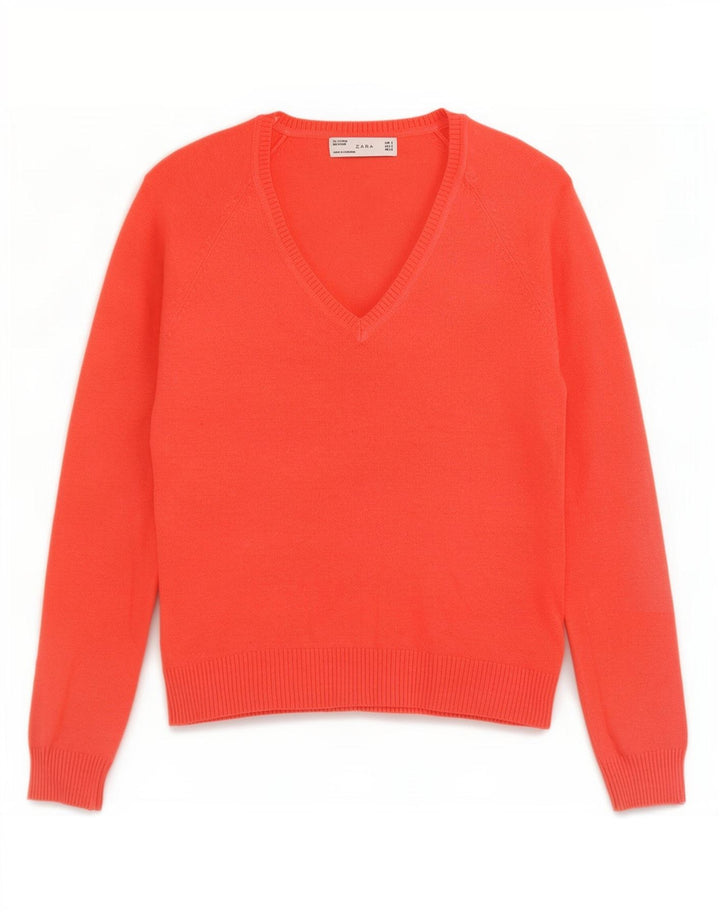 Zara Dame V-hals sweater UK 10 Lille Rød