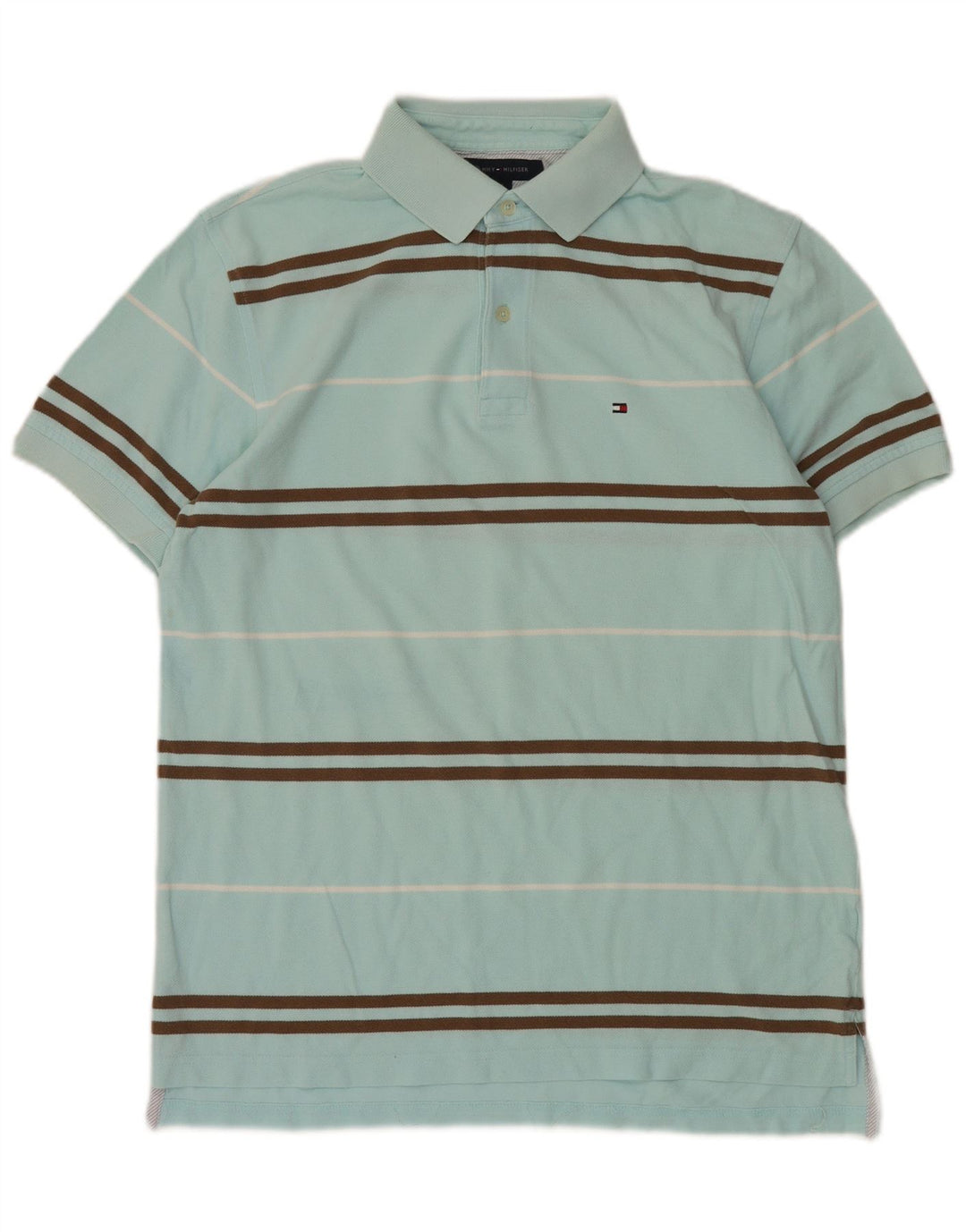 TOMMY HILFIGER Mens Polo Shirt Medium Blue Striped