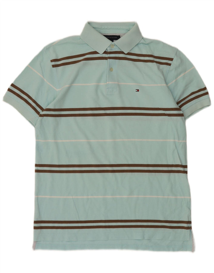 TOMMY HILFIGER Mens Polo Shirt Medium Blue Striped