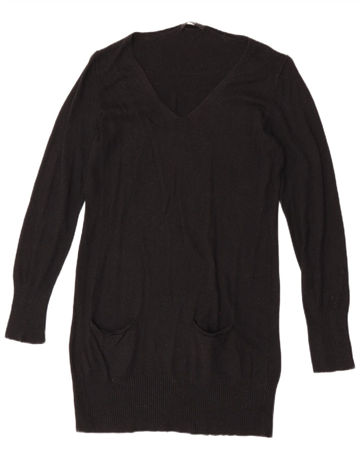 Marks & Spencer Dame Longline V-hals sweater UK 14 Medium Sort