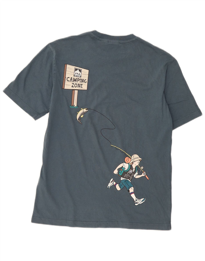 Fila Herre Loose Fit Grafisk T-Shirt Top Medium Blue