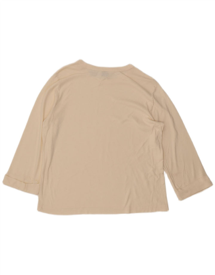 ORVIS Dame Oversized Top 3/4 ærmer UK 14 Medium Beige Bomuld