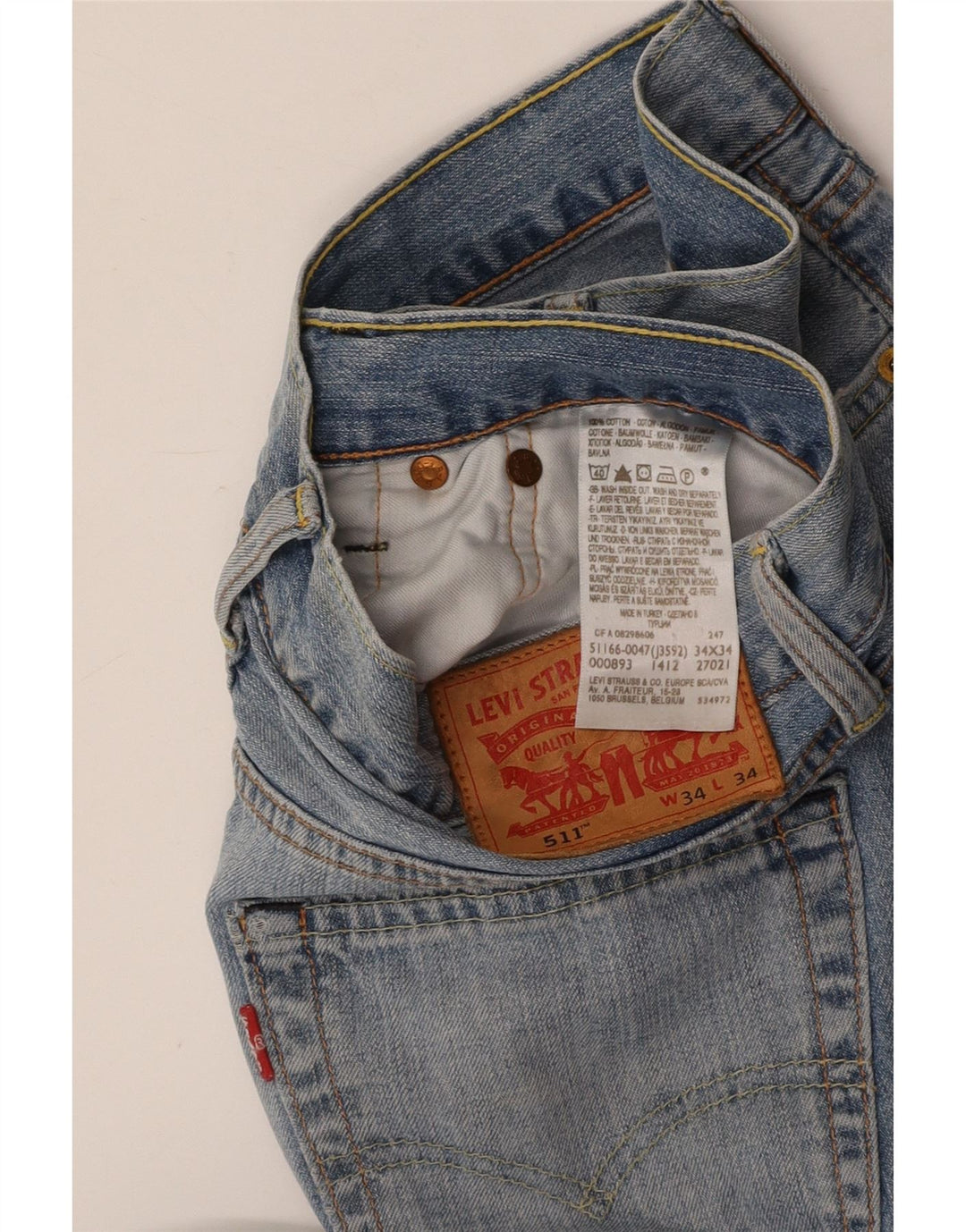 LEVI'S Herre 511 Slim Jeans W34 L34 Blå Bomuld