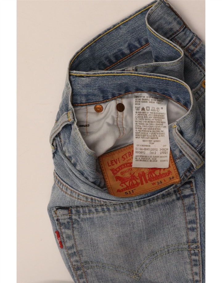 LEVI'S Herre 511 Slim Jeans W34 L34 Blå Bomuld