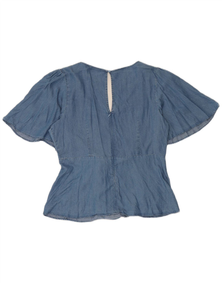 Oasis Dame Bluse Top UK 14 Medium Blue Lyocell