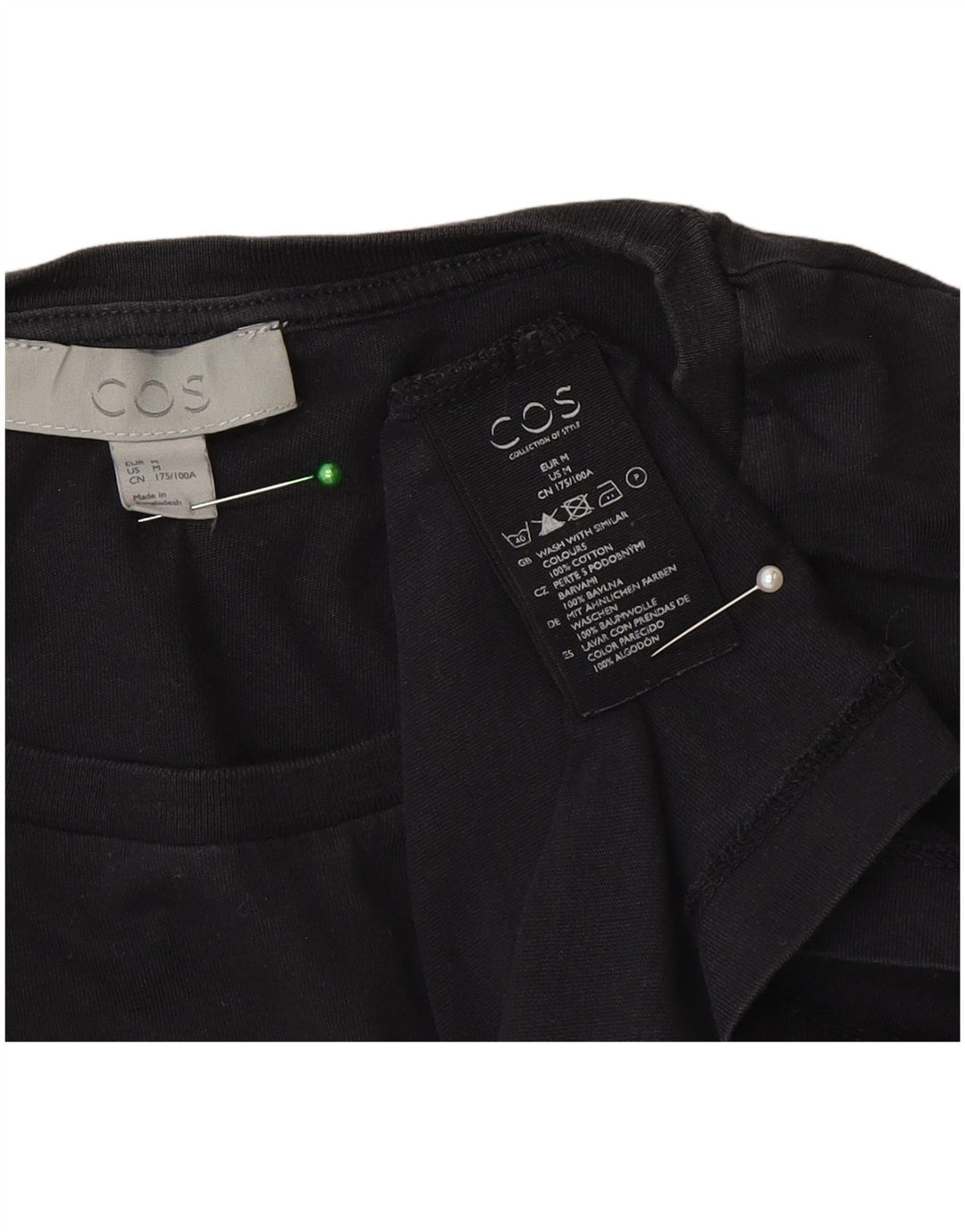 Cos Herre T-Shirt Top Medium Sort Bomuld