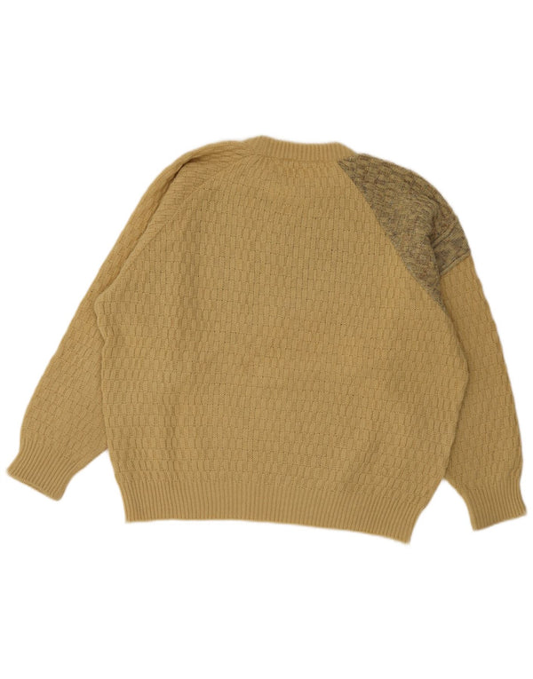 Vintage herre sweater med rund hals XL Beige Geometrisk