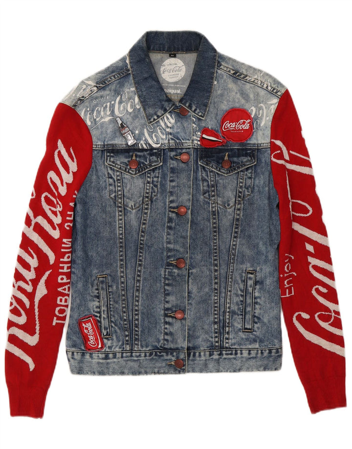 DESIGUAL Grafisk denimjakke til kvinder EU 34 XS Blå Colourblock Bomuld